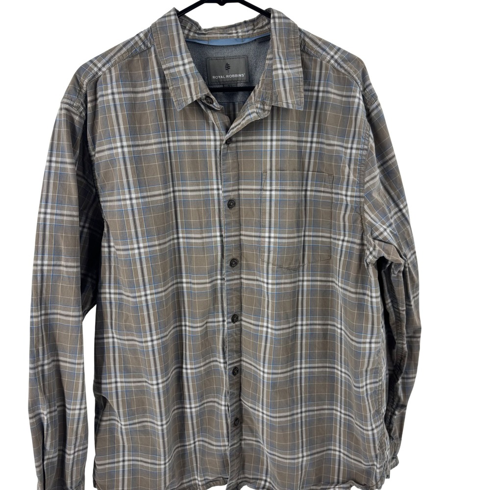 Royal Robbins Men's Plaid‎ Long Sleeve Button Down Shirt XL